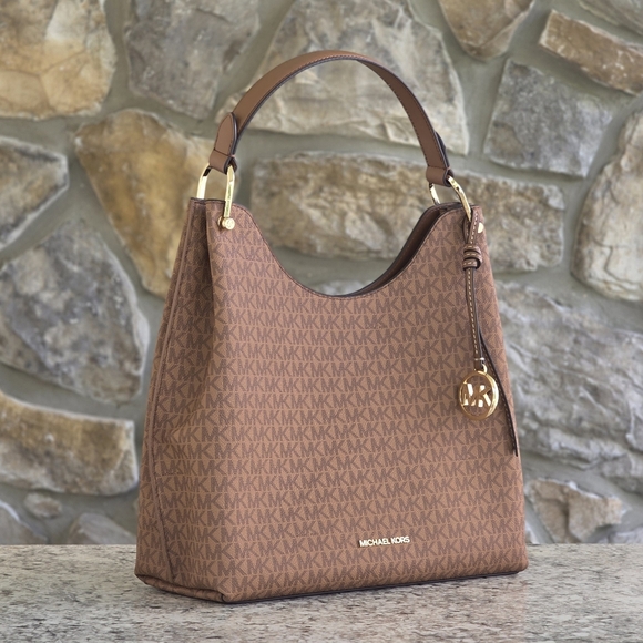 Michael Kors Joan Logo Large Brown Shoulder Bag - Picture 1 of 8